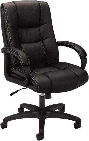 Basyx - 45-1/2" High Executive Chair - 28" Wide x 40" Deep, Vinyl Seat, Black - Apex Tool & Supply