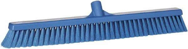 Vikan - 24" Fine Particle Synthetic Push Broom - 2" Bristle Length, Plastic Block, European Threaded Handle Connection - Apex Tool & Supply