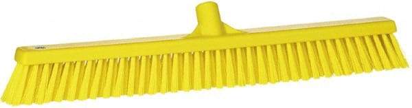Vikan - 24" Combo Duty Synthetic Push Broom - 2" Bristle Length, Plastic Block, European Threaded Handle Connection - Apex Tool & Supply