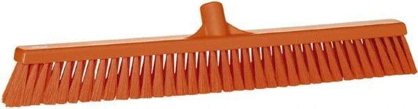 Vikan - 24" Fine Particle Synthetic Push Broom - 2" Bristle Length, Plastic Block, European Threaded Handle Connection - Apex Tool & Supply
