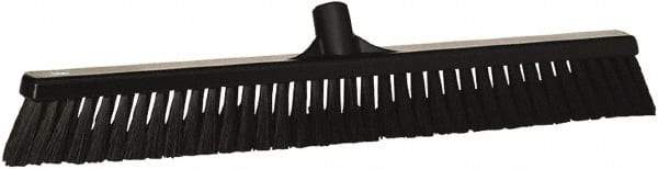 Vikan - 24" Fine Particle Synthetic Push Broom - 4" Bristle Length, Plastic Block, European Threaded Handle Connection - Apex Tool & Supply