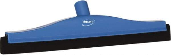 Vikan - 16" Foam Rubber Blade Bench Squeegee - Double Edge, Blue, Plastic Holder - Apex Tool & Supply