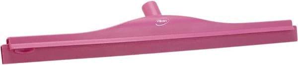 Vikan - 24" Rubber Blade Floor Squeegee - Double Edge, Pink, Plastic Holder - Apex Tool & Supply