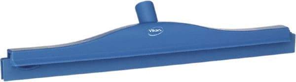 Vikan - 20" Rubber Blade Floor Squeegee - Double Edge, Blue, Plastic Holder - Apex Tool & Supply