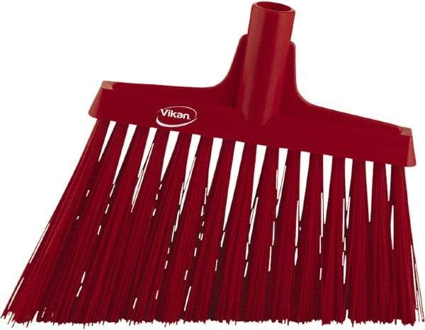 Vikan - 9-1/2" Wide, Red Synthetic Bristles, Angled Broom - Apex Tool & Supply