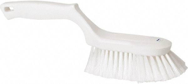 Vikan - 2" Bristle Length, Polyester Wash Brush - 5-13/16" Long x 5" Wide Head, 13-1/2" OAL, White, Polypropylene Block - Apex Tool & Supply