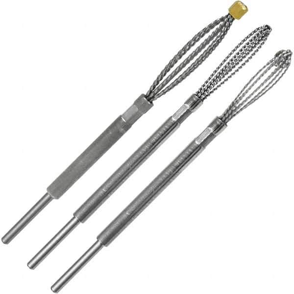 Made in USA - 3 Piece Power Deburring Tool Set - 1/4" Diam Hole Tools - Apex Tool & Supply