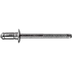 STANLEY Engineered Fastening - Size 6 Dome Head Steel Open End Blind Rivet - Steel Mandrel, 0.1378" to 0.2362" Grip, 3/16" Head Diam, 0.1929" to 0.2008" Hole Diam, 3.2" Body Diam - Apex Tool & Supply