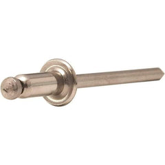 STANLEY Engineered Fastening - Size 5 Dome Head Stainless Steel Open End Blind Rivet - Stainless Steel Mandrel, 0.251" to 3/8" Grip, 5/32" Head Diam, 0.16" to 0.164" Hole Diam, 0.097" Body Diam - Apex Tool & Supply