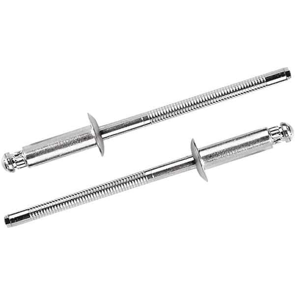 STANLEY Engineered Fastening - Size 6 Dome Head Steel Structural with Locking Stem Blind Rivet - Steel Mandrel, 0.126" to 1/4" Grip, 3/16" Head Diam, 0.192" to 0.196" Hole Diam, 0.114" Body Diam - Apex Tool & Supply