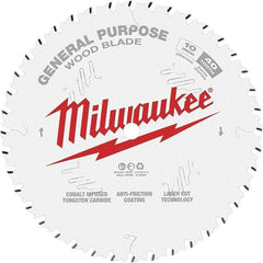 Milwaukee Tool - 10" Diam, 5/8" Arbor Hole Diam, 40 Tooth Wet & Dry Cut Saw Blade - Tungsten Carbide-Tipped, General Purpose Action, Standard Round Arbor - Apex Tool & Supply