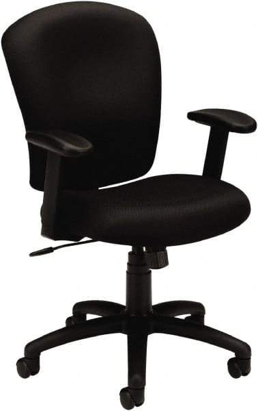 Basyx - 41" High Task Chair - 26" Wide x 34-1/2" Deep, 100% Polyester Seat, Black - Apex Tool & Supply