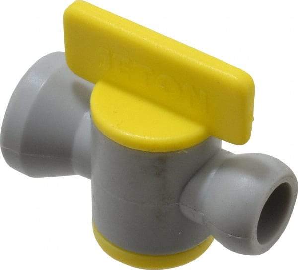 Value Collection - 2 Piece, 1/4" ID Coolant Hose Connection Valve - Male to Female Connection, POM Body, Unthreaded, Use with Snap Together Hose Systems - Apex Tool & Supply