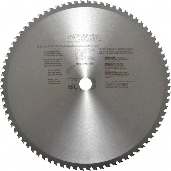 Porter-Cable - 14" Diam, 1" Arbor Hole Diam, 80 Tooth Wet & Dry Cut Saw Blade - Carbide-Tipped, Cutoff Action, Standard Round Arbor - Apex Tool & Supply
