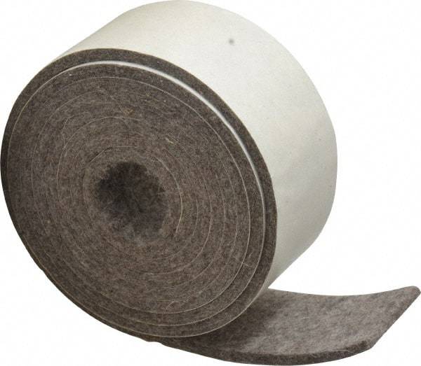 Made in USA - 1/8 Inch Thick x 1-1/2 Inch Wide x 5 Ft. Long, Felt Stripping - Gray, Plain Backing - Apex Tool & Supply