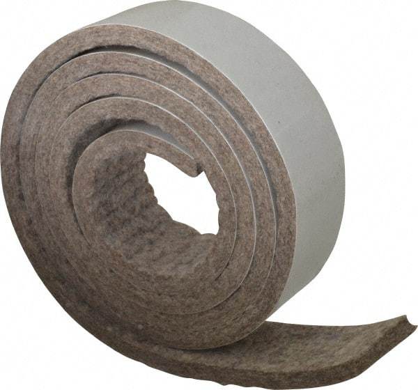 Made in USA - 1/4 Inch Thick x 1-1/2 Inch Wide x 5 Ft. Long, Felt Stripping - Gray, Adhesive Backing - Apex Tool & Supply