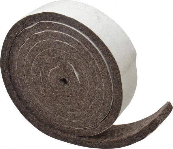 Made in USA - 1/4 Inch Thick x 1 Inch Wide x 5 Ft. Long, Felt Stripping - Gray, Adhesive Backing - Apex Tool & Supply
