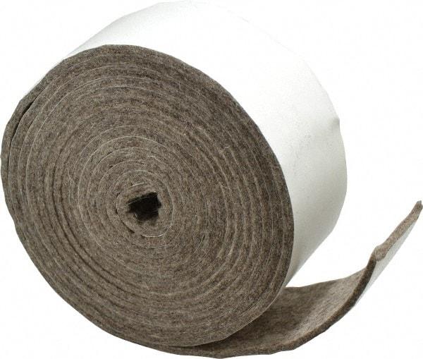 Made in USA - 1/8 Inch Thick x 2 Inch Wide x 10 Ft. Long, Felt Stripping - Gray, Adhesive Backing - Apex Tool & Supply