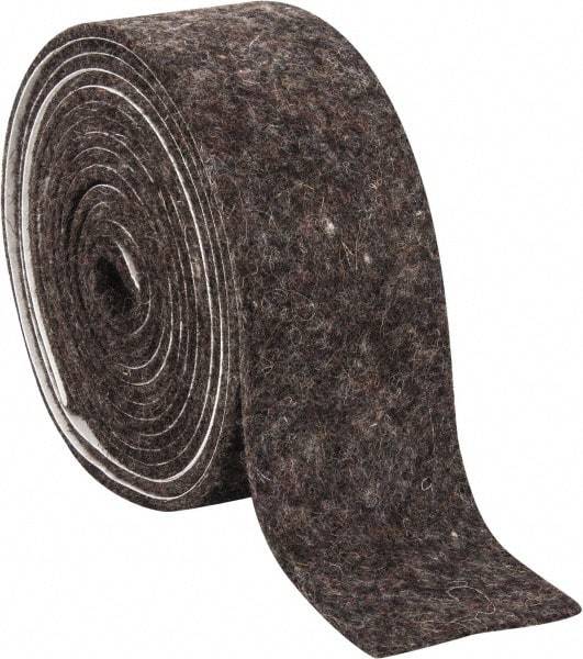Made in USA - 1/8 Inch Thick x 2 Inch Wide x 10 Ft. Long, Felt Stripping - Gray, Adhesive Backing - Apex Tool & Supply