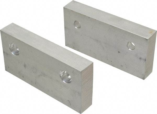 Gibraltar - 6" Wide x 3" High x 1" Thick, Flat/No Step Vise Jaw - Soft, Aluminum, Fixed Jaw, Compatible with 6" Vises - Apex Tool & Supply