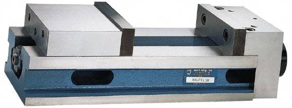 Kurt - 6" Jaw Width, 14" Jaw Opening Capacity, Horizontal Stationary Machine Vise - Manual Operation, 6,877 Lb Capacity, 1 Station, 24.51" Long x 4.86" High x 1-31/64" Deep, 1.735" Jaw Height, 80,000 psi Max Clamp Force, Ductile Iron - Apex Tool & Supply