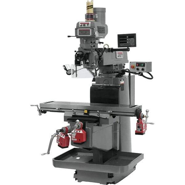 Jet - 54" Long x 12" Wide, 3 Phase Newall DP700 CNC Milling Machine - Variable Speed Pulley Control, NT40 Taper, 5 hp - Apex Tool & Supply