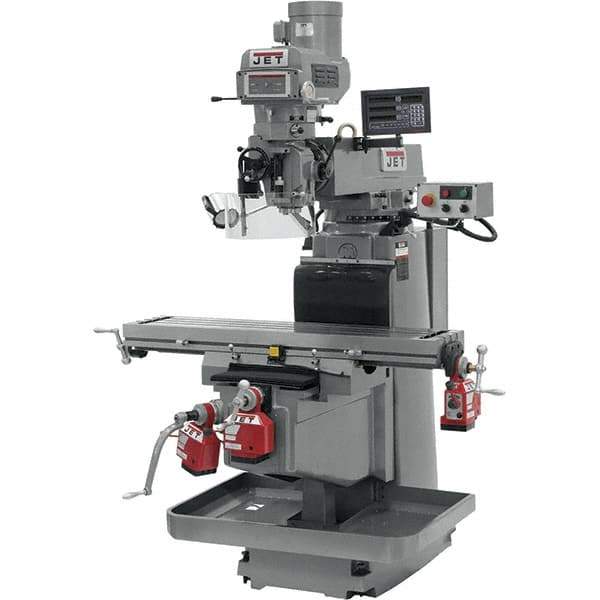 Jet - 54" Long x 12" Wide, 3 Phase Newall DP700 CNC Milling Machine - Variable Speed Pulley Control, NT40 Taper, 5 hp - Apex Tool & Supply