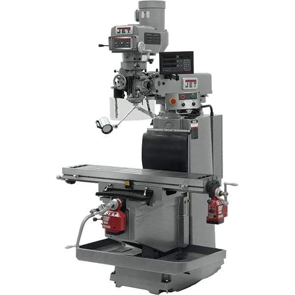 Jet - 54" Long x 12" Wide, 3 Phase Newall DP700 CNC Milling Machine - Variable Speed Pulley Control, R8 Taper, 5 hp - Apex Tool & Supply