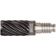 Kennametal - 25mm Diam, 37.5mm LOC, 19 Flute, 2.5mm Corner Radius End Mill Head - Solid Carbide, AlTiN Finish, Duo-Lock 25 Connection, Spiral Flute, 36° Helix - Apex Tool & Supply