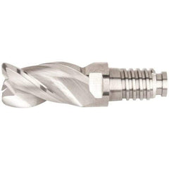 Kennametal - 20mm Diam, 30mm LOC, 3 Flute, 2.5mm Corner Radius End Mill Head - Solid Carbide, Uncoated, Duo-Lock 20 Connection, Spiral Flute, 38° Helix, Centercutting - Apex Tool & Supply