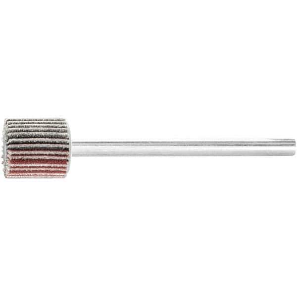 PFERD - 3/8" Diam x 3/8" Face Width, Aluminum Oxide Coated Mounted Flap Wheel - 1/8" Shank Mount, 240 Grit, 75,000 Max RPM - Apex Tool & Supply