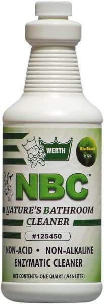 Werth Sanitary Supply - 1 qt Bottle Gel Bathroom Cleaner - Fresh Scent, Nonacidic, Bathroom Surfaces, Bio-Enzymatically Degrades Odor Source & Restroom Floors - Apex Tool & Supply