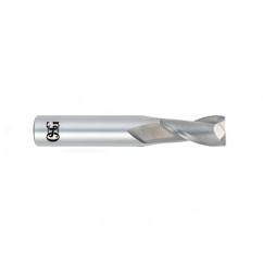 1/2 Dia. x 3 Overall Length 2-Flute .045 C/R Solid Carbide SE End Mill-Round Shank-Center Cutting-Uncoated - Apex Tool & Supply