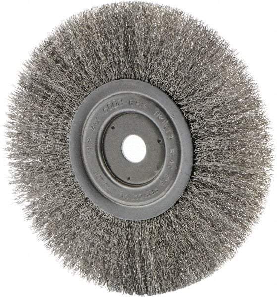 Weiler - 8" OD, 3/4" Arbor Hole, Crimped Stainless Steel Wheel Brush - 0.0118" Filament Diam - Apex Tool & Supply