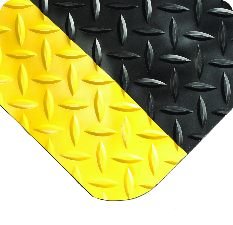 Diamond-Plate Select 3' x 5' Black/Yellow Work Mat - Apex Tool & Supply