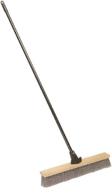 Ability One - 24" Medium Duty Polypropylene Push Broom - Wood Block, Bolt-On Handle Connection - Apex Tool & Supply