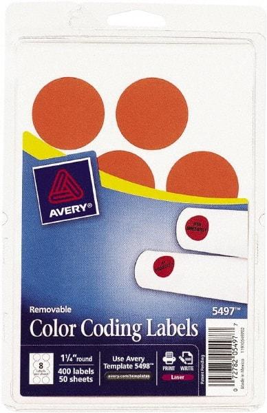 AVERY - 1-1/4" Wide x 1-1/4" Long, Neon Red Paper Color Coding Labels - For Laser Printers - Apex Tool & Supply