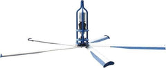 Patterson Fan - 5 Blades, 16' Blade Length, 186,692 CFM High Performance Industrial Ceiling Fan - 59 RPM, 220V, Blue & Silver - Apex Tool & Supply