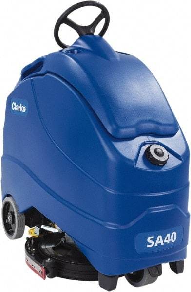 Clarke - 20" Cleaning Width, Battery Powered Floor Scrubber - 0.66 hp, 140 RPM, 12 Gal Tank Capacity, Series SA40 - Apex Tool & Supply