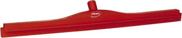 Vikan - 27.6" Polypropylene Blade Floor Squeegee Frame - Threaded End, Double Edge, Red, Polypropylene Holder - Apex Tool & Supply