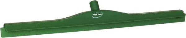 Vikan - 27.6" Polypropylene Blade Floor Squeegee Frame - Threaded End, Double Edge, Green, Polypropylene Holder - Apex Tool & Supply