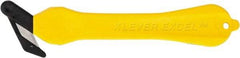 Klever Innovations - Fixed Safety Cutter - 1-1/4" Carbon Steel Blade, Yellow Plastic Handle, 1 Blade Included - Apex Tool & Supply