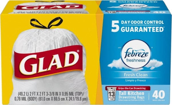 Glad - Pack of (6) 40-Count 13 Gal 0.78 mil Household/Office Trash Bags - Apex Tool & Supply