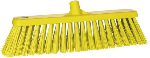 Vikan - 19" Heavy Duty Synthetic Push Broom - 2" Bristle Length, Plastic Block, European Threaded Handle Connection - Apex Tool & Supply