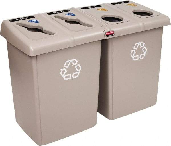 Rubbermaid - 92 Gal Beige Rectangle Recycling Container - Plastic, 902mm High x 1346.2mm Long x 24" Wide - Apex Tool & Supply