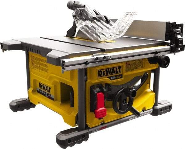 DeWALT - 8-1/4" Blade Diam, Table Saw - 5,800 RPM, 19-1/16" Table Depth x 19-1/16" Table Width, 60 Volts, 5/8" Arbor - Apex Tool & Supply