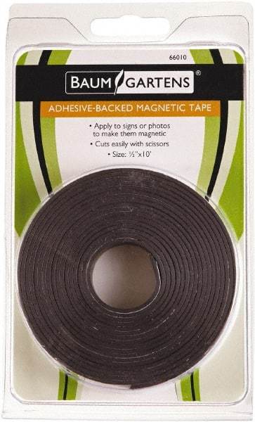Baum/Gartens - 120" Long x 1/2" Wide x 1/8" Thick Flexible Magnetic Strip - Adhesive Back, Black - Apex Tool & Supply