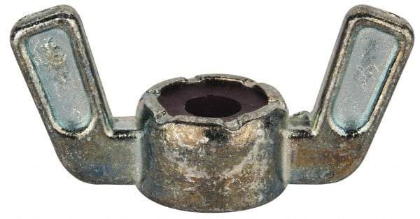 Value Collection - #10-32 UNF, Zinc Plated, Zinc Alloy Nylon-Insert Locking Wing Nut - Grade 2, 1.031" Wing Span, 1/2" Wing Span - Apex Tool & Supply
