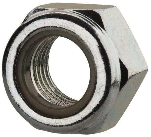 Value Collection - M14x1.50 Metric Fine Grade 8 Hex Lock Nut with Nylon Insert - 14mm High, Zinc-Plated Finish - Apex Tool & Supply