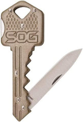 SOG Specialty Knives - 1-1/2" Blade, Straight Drop Point Folding Knife - 2-1/2" Closed Length, Stainless Steel - Apex Tool & Supply